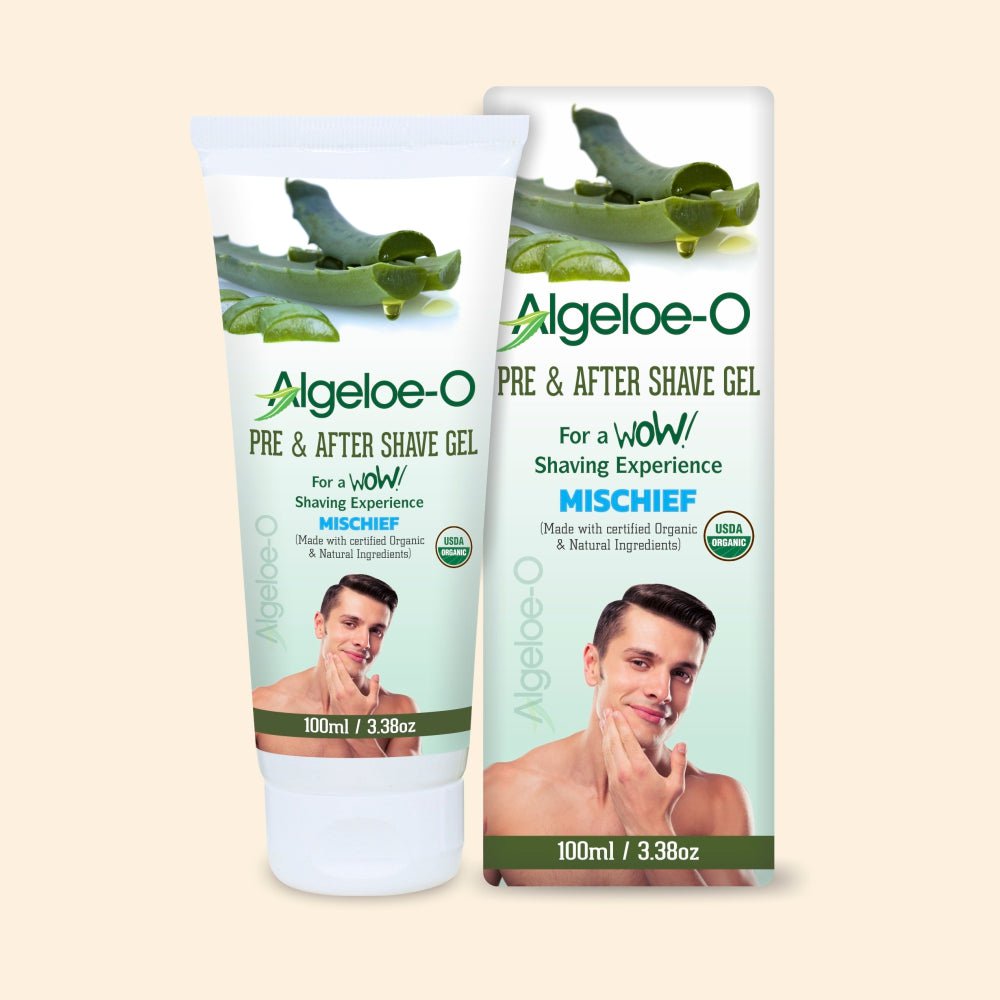 shoprythmindia Algeloe,Men's Grooming Pack of 1 Aloevera Pre, After Shave Gel - Algeloe O Made, Organic, Natural Ingredients - Mischief 100ml